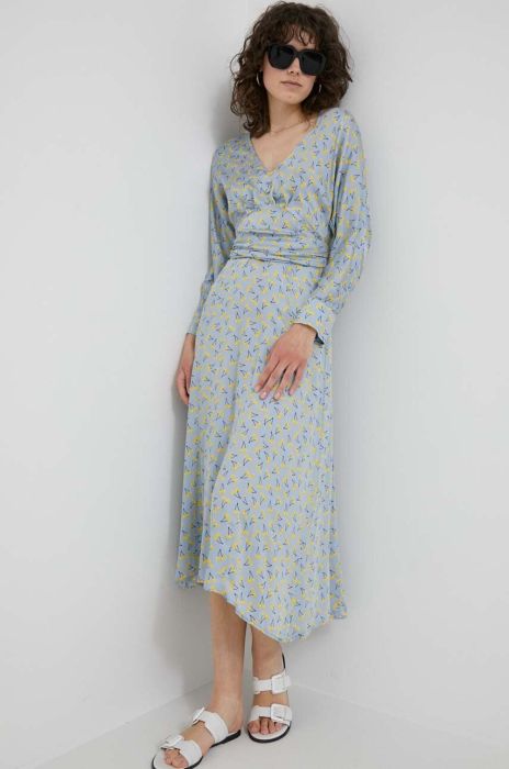 Сукня United Colors of Benetton midi розкльошена колір блакитний (3238691)