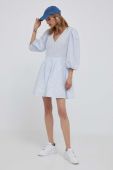 Сукня з домішкою льону United Colors of Benetton mini розкльошена колір блакитний