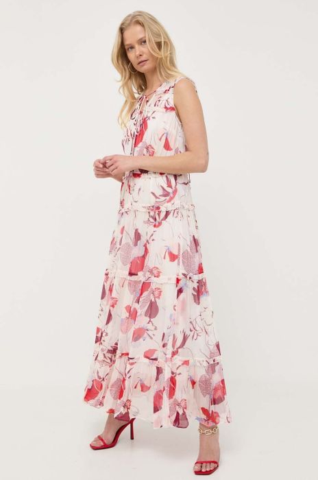 Сукня BOSS колір рожевий maxi розкльошена