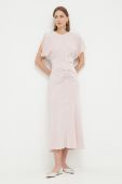 Сукня Victoria Beckham Gathered колір рожевий midi облягаюча