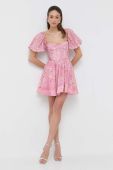Сукня Bardot колір рожевий mini розкльошена (3212921)
