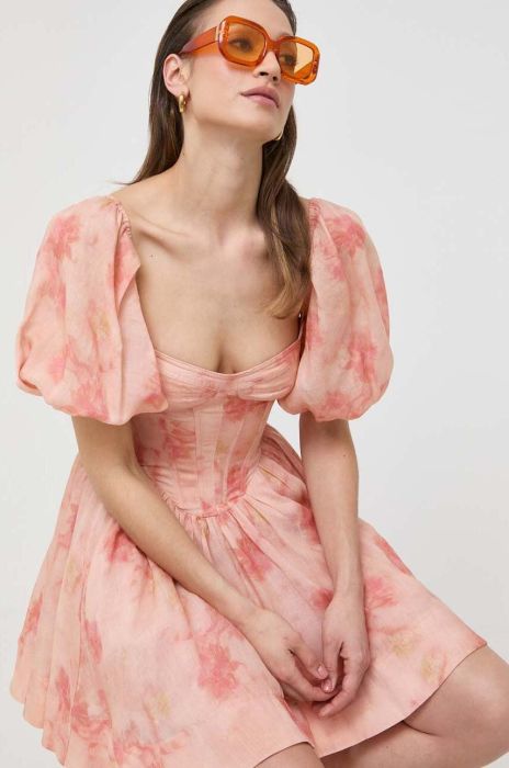 Сукня Bardot колір помаранчевий mini розкльошена