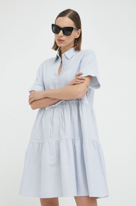 Бавовняна сукня Marc O'Polo mini розкльошена колір блакитний (3191632)