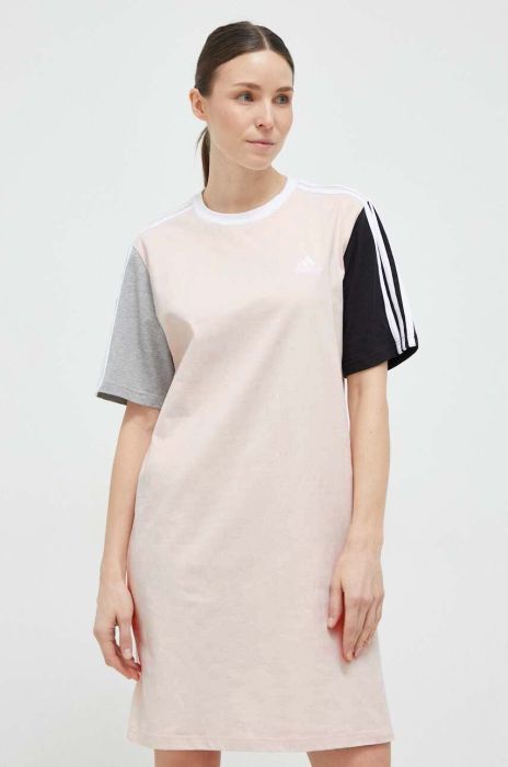 Бавовняна сукня adidas колір рожевий mini oversize (3078452)