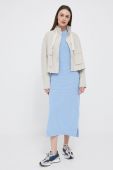 Сукня з домішкою льону Tommy Hilfiger midi пряма колір блакитний