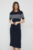 Бавовняна сукня Tommy Hilfiger колір синій midi пряма