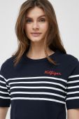 Бавовняна сукня Tommy Hilfiger колір синій midi пряма