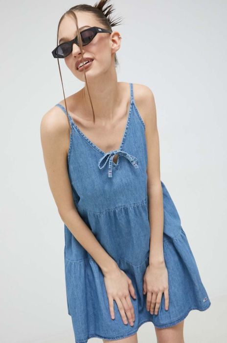 Джинсова сукня Tommy Jeans mini розкльошена колір блакитний (3015186)