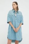Джинсова сукня G-Star Raw mini oversize колір блакитний