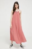 Сукня з домішкою льону Superdry колір рожевий maxi пряма