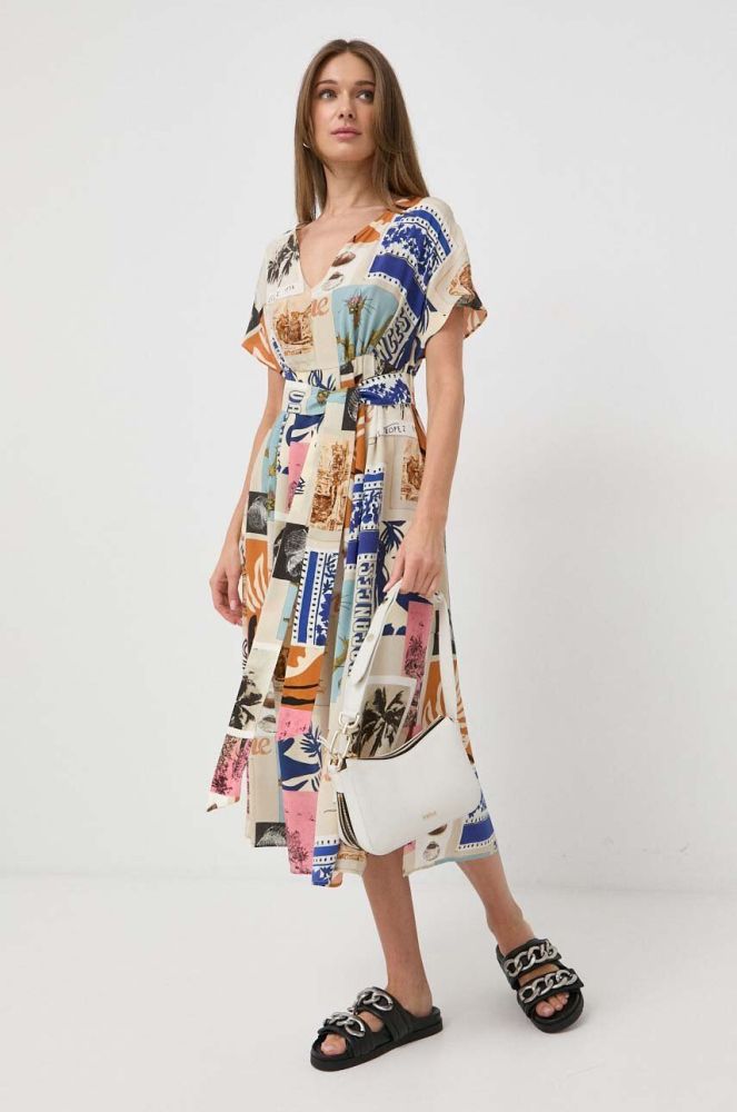 Шовкова сукня Weekend Max Mara midi розкльошена колір барвистий