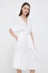 Льняна сукня Lauren Ralph Lauren колір білий midi розкльошена