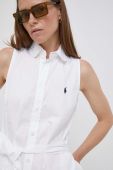 Бавовняна сукня Polo Ralph Lauren колір білий midi пряма