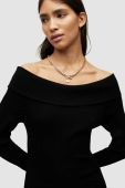 Сукня AllSaints колір чорний midi облягаюча