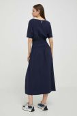 Бавовняна сукня Deha колір синій midi розкльошена