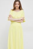 Бавовняна сукня Deha колір жовтий midi розкльошена