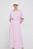 Бавовняна сукня Deha колір рожевий maxi розкльошена