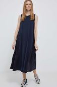 Сукня з домішкою льону Deha колір синій midi oversize