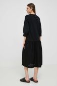 Сукня з домішкою льону Deha колір чорний midi розкльошена