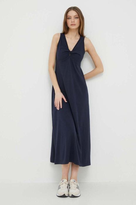 Бавовняна сукня Deha колір синій maxi розкльошена