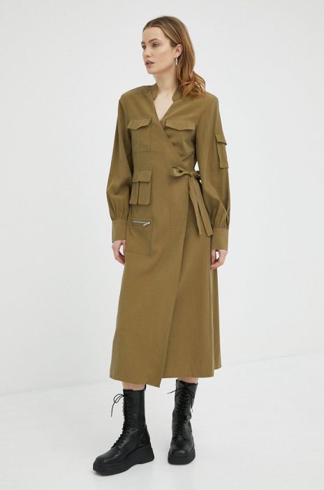 Сукня Gestuz Xela колір зелений midi розкльошена