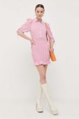 Сукня з домішкою шовку Patrizia Pepe колір рожевий mini облягаюча