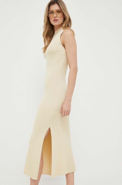 Сукня Ivy Oak колір бежевий midi облягаюча