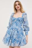 Сукня Bardot mini розкльошена колір блакитний (3323052)