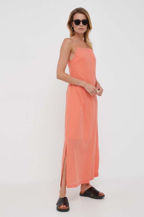 Бавовняна сукня United Colors of Benetton колір помаранчевий maxi пряма