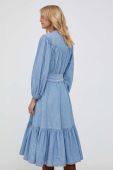 Бавовняна сукня Lauren Ralph Lauren midi розкльошена колір блакитний (3444160)