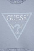 Дитяча бавовняна сукня Guess midi розкльошена колір блакитний