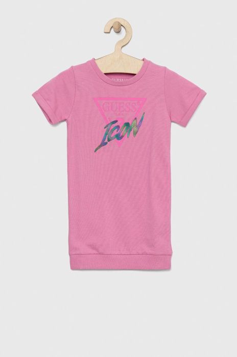 Дитяча бавовняна сукня Guess колір фіолетовий mini пряма (2898127)