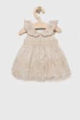 Дитяча сукня з домішкою льону Mayoral Newborn колір бежевий mini розкльошена