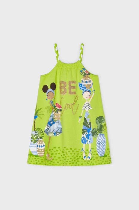 Дитяча бавовняна сукня Mayoral колір зелений mini пряма (2944106)