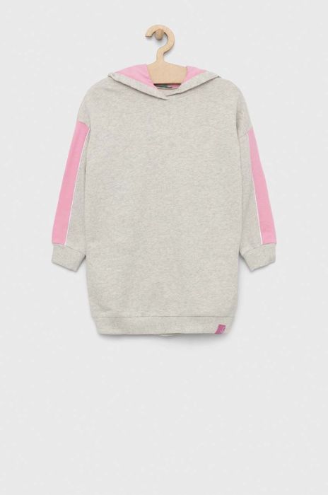 Дитяча бавовняна сукня United Colors of Benetton колір сірий mini oversize