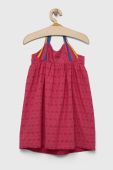 Дитяча бавовняна сукня Sisley колір рожевий midi розкльошена