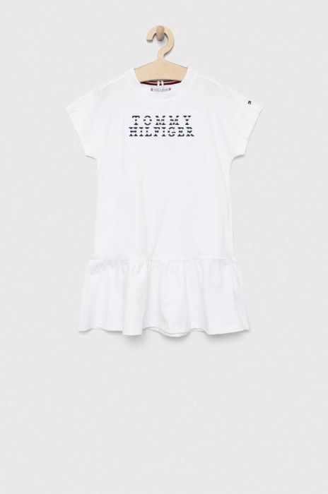 Дитяча бавовняна сукня Tommy Hilfiger колір білий mini пряма (3065066)