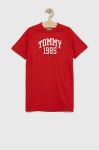 Дитяча бавовняна сукня Tommy Hilfiger Колір червоний mini пряма колір червоний