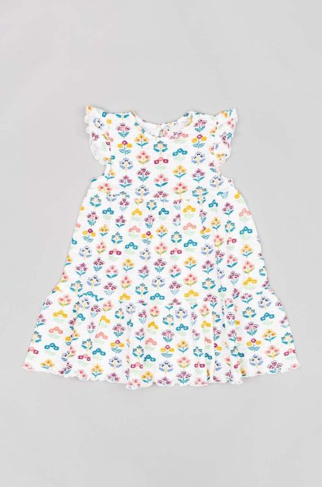 Дитяча бавовняна сукня zippy колір бежевий mini розкльошена