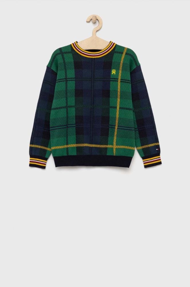 Дитячий бавовняний светр Tommy Hilfiger колір зелений