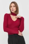 Светр Guess жіночий колір бордовий легкий півгольф