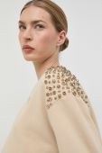Бавовняна кофта Pinko жіноча колір бежевий з аплікацією (2932115)