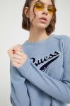 Бавовняний светр Guess Originals легкий колір блакитний