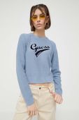 Бавовняний светр Guess Originals легкий колір блакитний