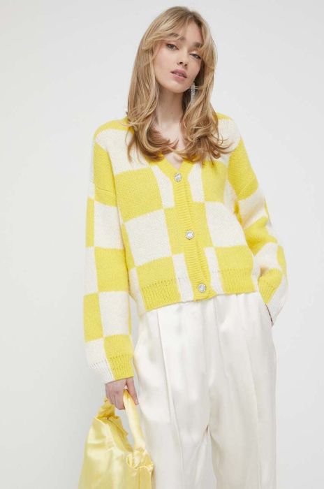 Кардиган з домішкою вовни Stine Goya колір жовтий теплий