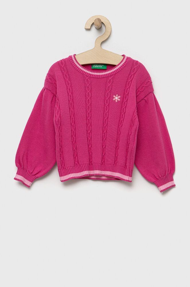 Бавовняний светр United Colors of Benetton колір рожевий легкий