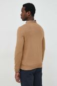 Бавовняний светр BOSS чоловічий колір бежевий легкий