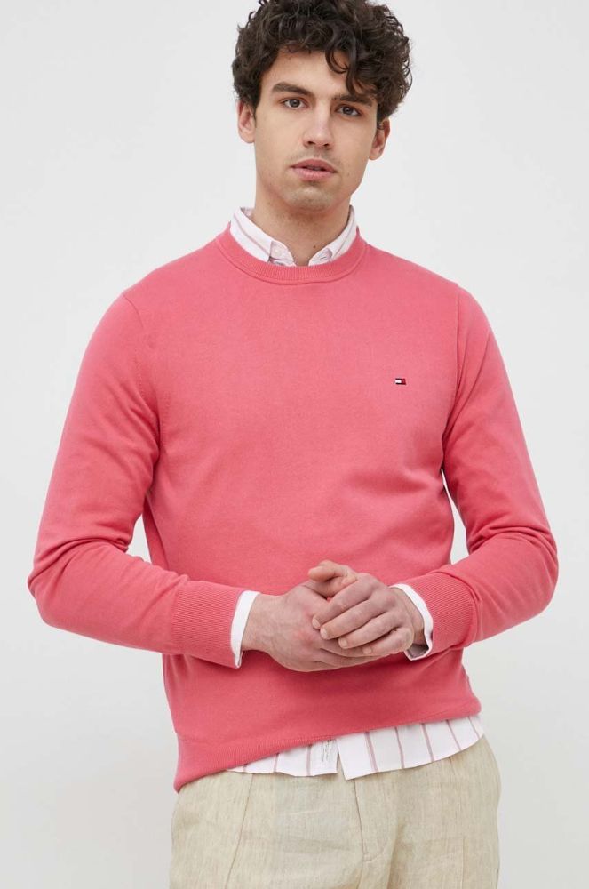 Светр Tommy Hilfiger чоловічий колір рожевий легкий