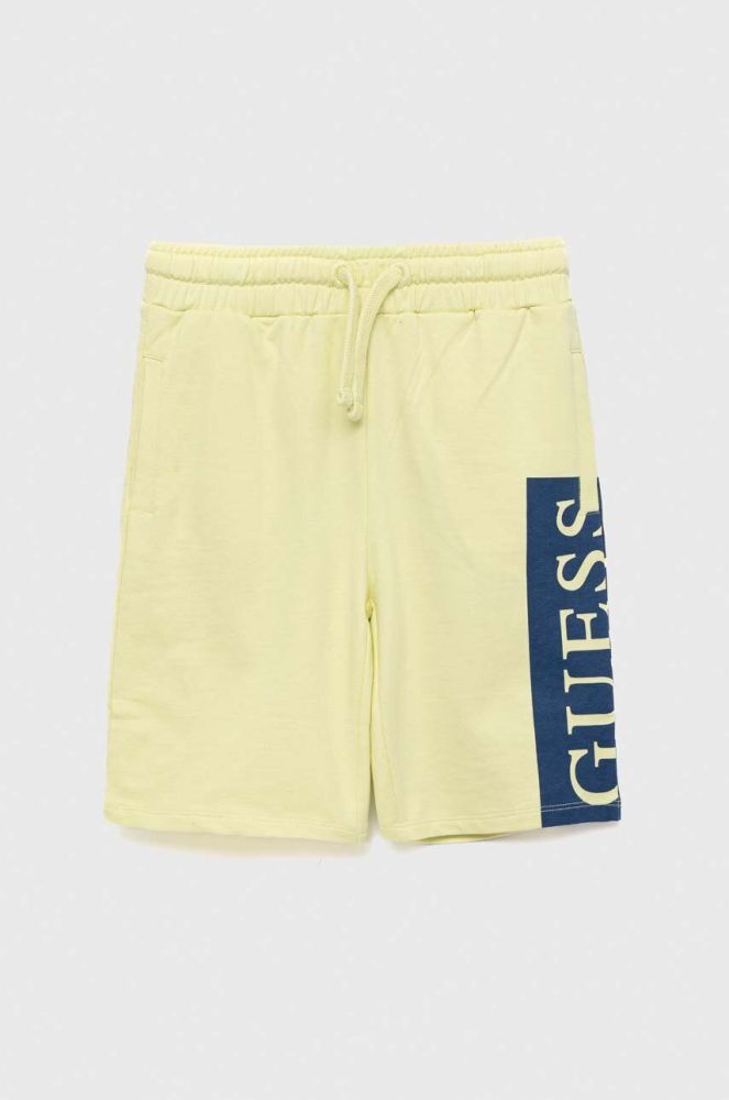 Дитячі бавовняні шорти Guess колір зелений регульована талія (3009376)