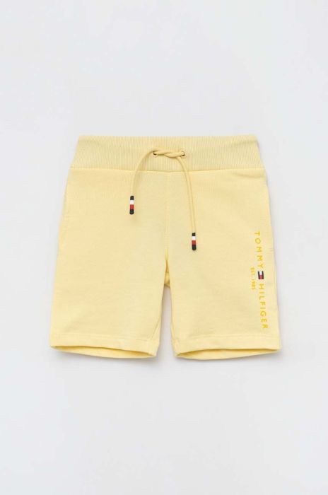 Дитячі бавовняні шорти Tommy Hilfiger колір жовтий регульована талія